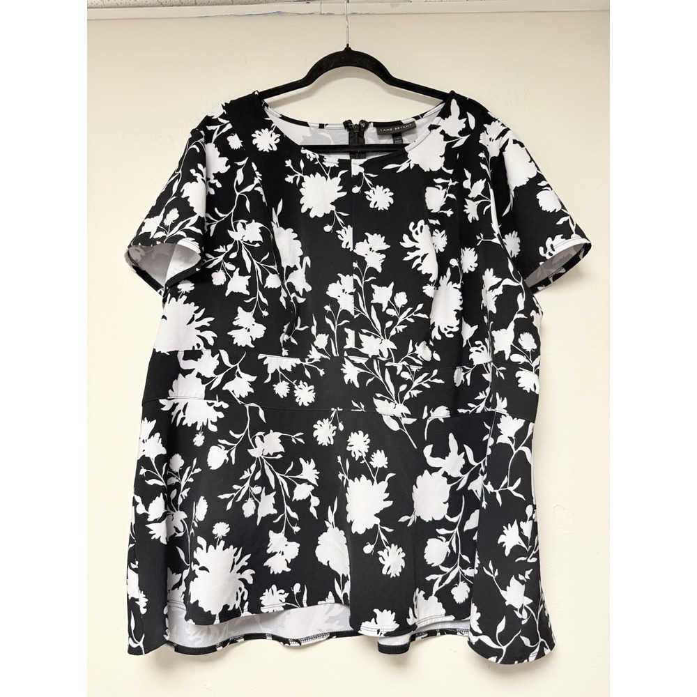 Lane Bryant Women's Black And White Babydoll Blouse‎ Size 26